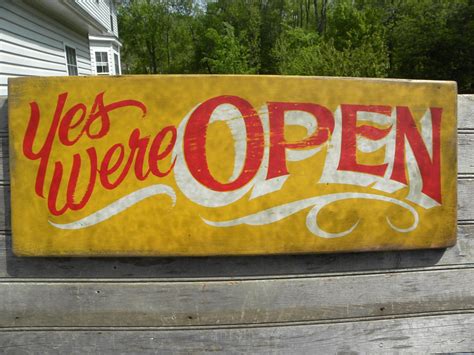 Open Sign hand painted faux vintage wooden sign