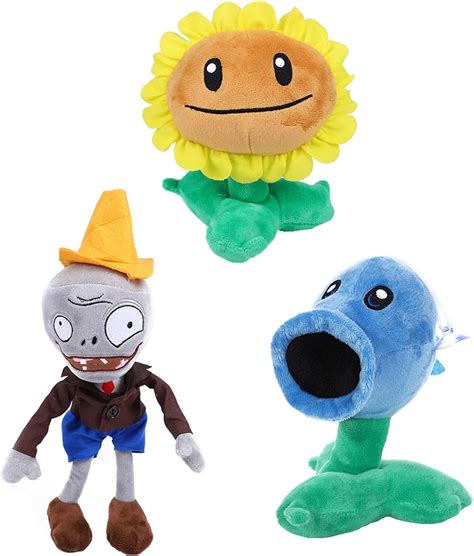 Juego De 3 Plantas Contra Zombies De Peluche Con Guisantes De Juguete 1