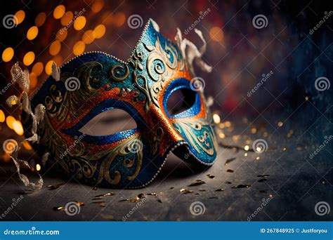 Venetian Mask on Dark Bokeh Background. Generative Ai Stock ...