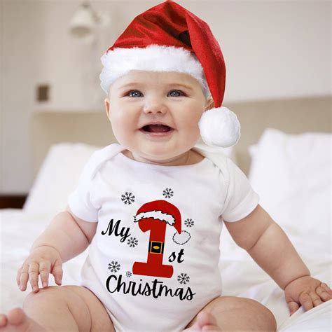 My 1st Christmas Baby Bodysuit Deer Santa Printed Newborn Jumpsuits