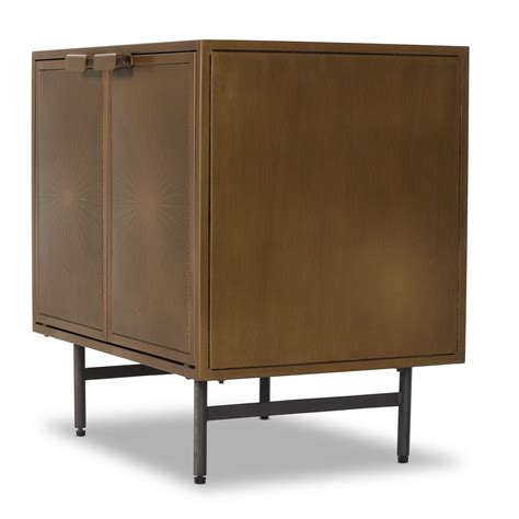 Sunburst Cabinet Nightstand-Aged Brass | Merge Home