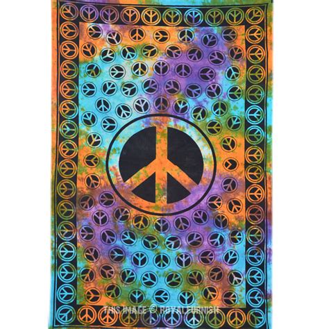 Tie Dye Hippie Peace Sign Hippy Tapestry Wall Hanging - RoyalFurnish.com