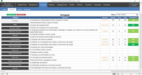 Planilha Controle De Estudos Para Pgdf Analista Jur Dico Direito E