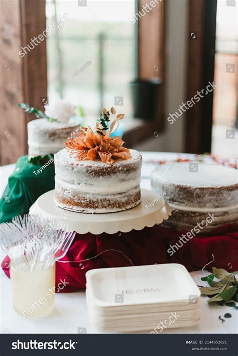 Naked Style Wedding Cake White Frosting Stock Photo