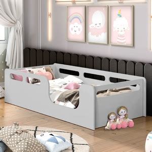 Cama Infantil Montessori Solteiro Criança Cinza Leroy Merlin