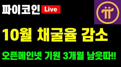 파이코인 10월 채굴율 감소오픈메인넷 예상 3개월 남았따 Youtube