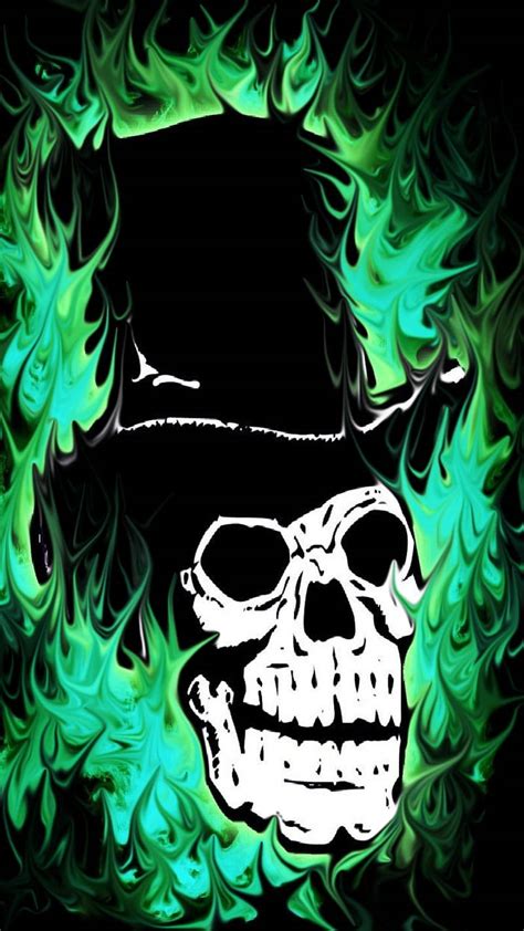 Green Flame Skull Wallpaper