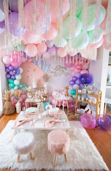 Magical Mermaids And Unicorns Party Karas Party Ideas Mermaid Birthday Party Decorations