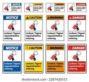 Warning Sign Lockout Tagout Required Before Stock Vector Royalty Free