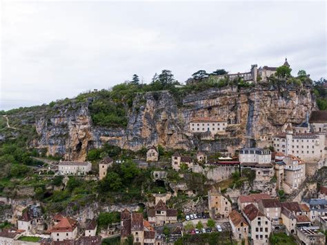 Premium Photo | Aerial view of beautiful village rocamadour in lot ...