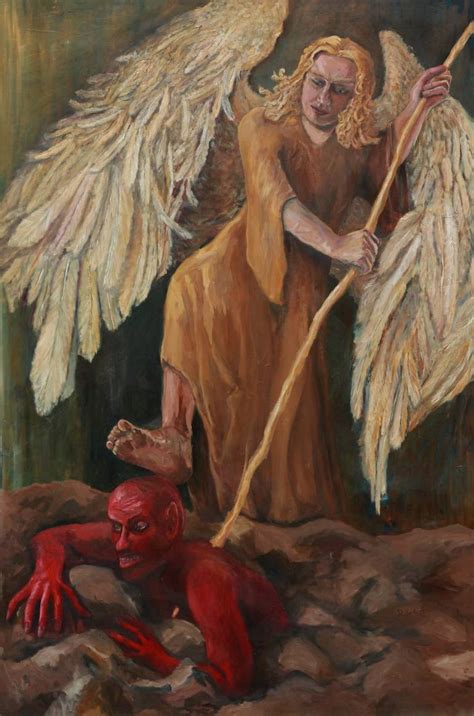 Archangel Michael and Lucifer Painting by Robertas Kasperovicius ...