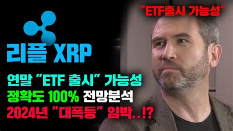 리플 XRP 긴급 2024년 대폭등 임박 연말 ETF 출시 가능성 정확도 100 전망분석 영상 필수시청