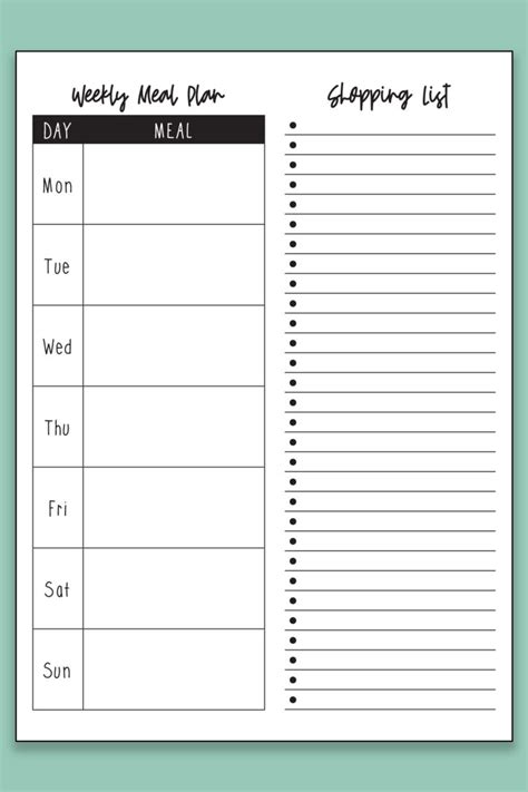 Printable Weekly Meal Planner With Grocery List Life She Has Images