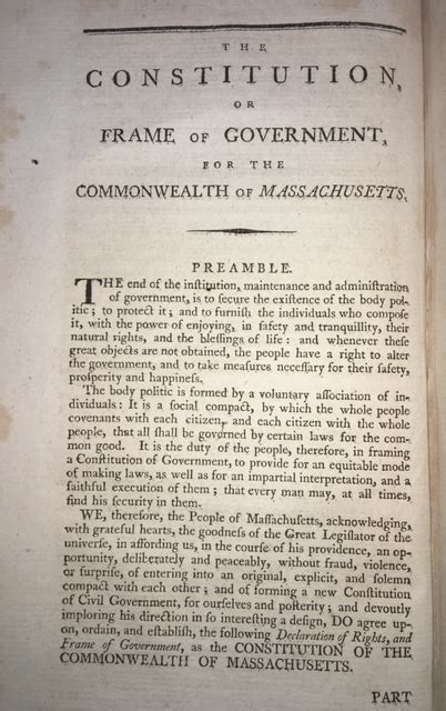 Massachusetts Constitution Of 1780 Blueprint For U S Constitution Statutes And Stories