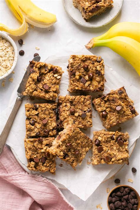 The Best Gooey Chunky Peanut Butter Banana Oatmeal Bars Lauren Fit Foodie