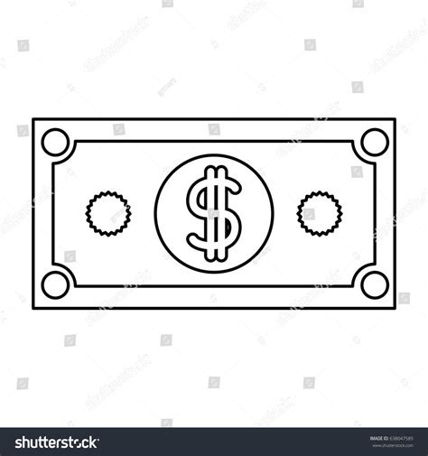 Black Silhouette Dollar Bill Vector Illustration