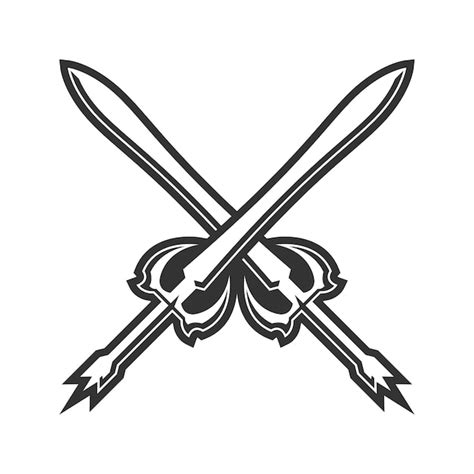 Premium Vector Doodle Dual Sword Illustration Cartoon Concept Vector