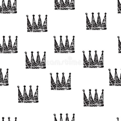 Hand Drawn Various Crowns Set Vector Illustration Doodle Style Stock