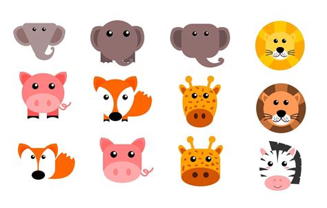 Cute Animals Clipart Set 13649724 Vector Art At Vecteezy