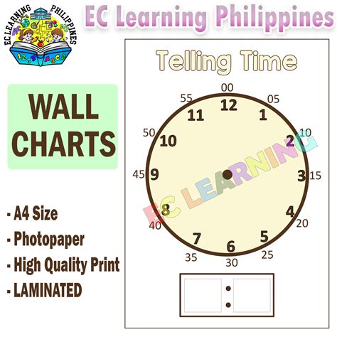 clock chart learning time telling time chart educational chart abc