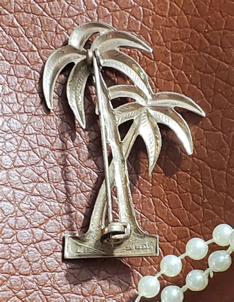 Vintage Sterling Silver Palms Tree Pin Brooch Two Ton Gem