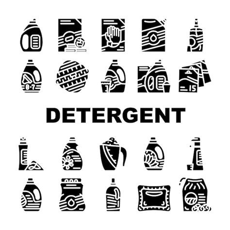 Premium Vector Detergent Washing Collection Icons Set Vector