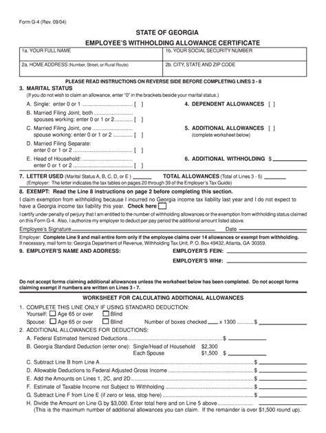 2004 Form GA DoR G 4 Fill Online Printable Fillable Blank PdfFiller