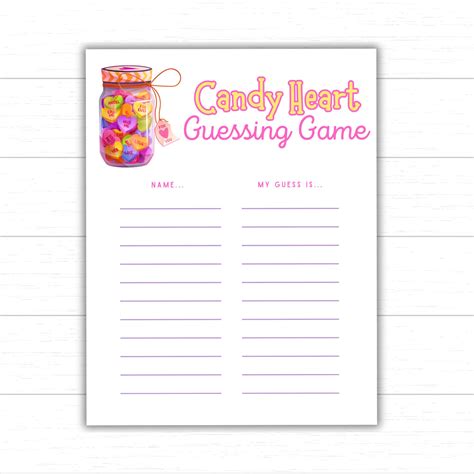 Valentine Candy Guessing Game Sign Guess How Many Candies In The Jar Game Printable Valentine