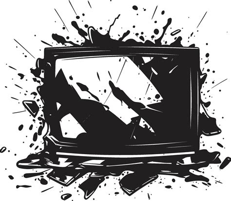 Demolished Display Illustration of Broken TV Screen Ruined Reception