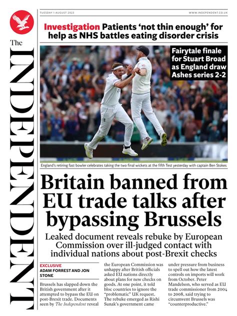 Independent Front Page 1st Of August 2023 Tomorrow S Papers Today