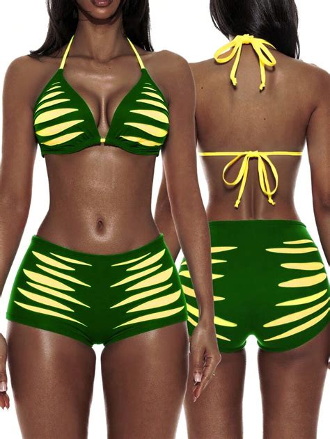 Swim SXY Conjunto de Maiô Bikini Sexy Recorte e Amarração Atrás