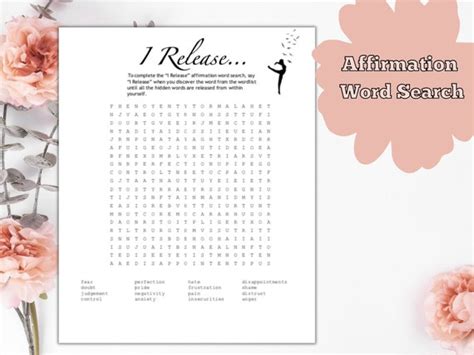 Affirmation Word Search Instant Download Pdf Self Care Etsy