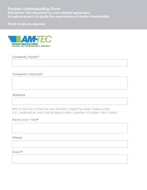 Fillable Online Amtec Syracusecoe Partner Understanding Form AMTEC