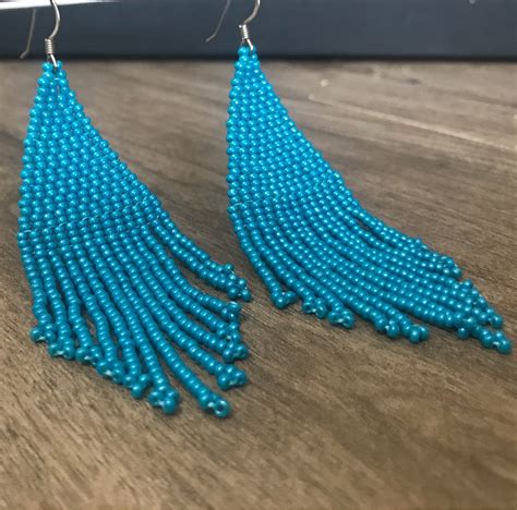 Turquoise Seed Bead Earrings Etsy Turquoise Seed Bead Etsy