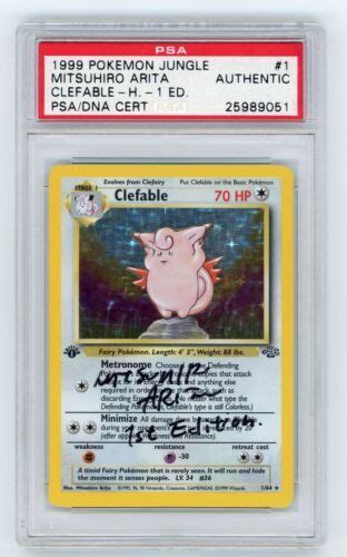 Pokémon Clefable Jungle Holo Mitsuhiro Arita Signed 1st Edition PSA