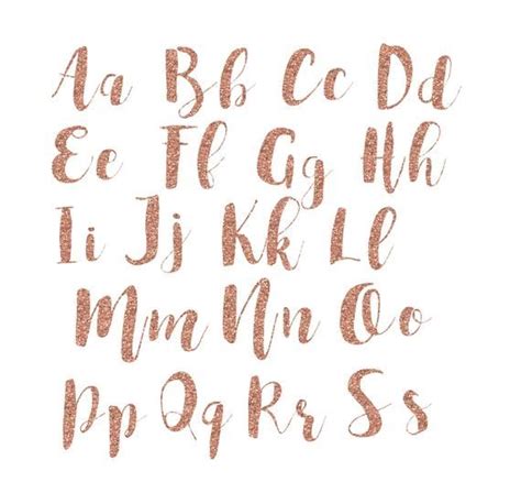 Rose Gold Glitter Alphabet Alphabet Clipart Glitter Letters Etsy