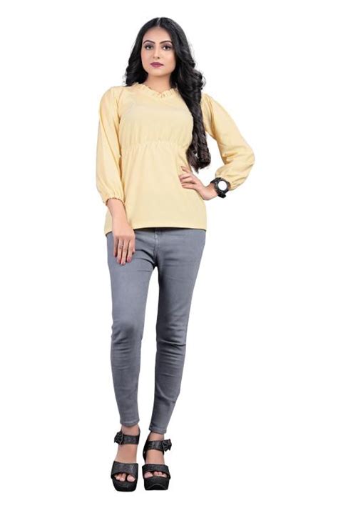 Buy Womens Solid Cinched Waist Top Buttermilk Yellow Online At Best