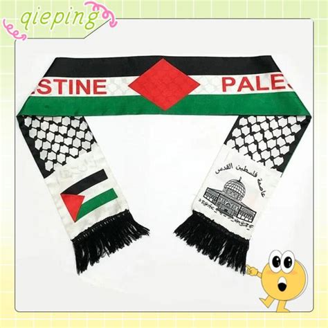 QIEPING Printing Palestine Flag Scarf Satin Polyester fibre Palestinian ...