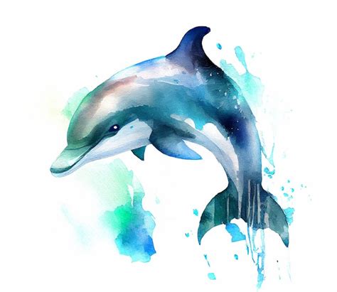 Premium Photo | Jumping dolphin watercolor hand drawn illustration animals