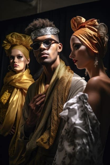 Premium AI Image | Shot of a designer and his models backstage at an avant garde fashion show