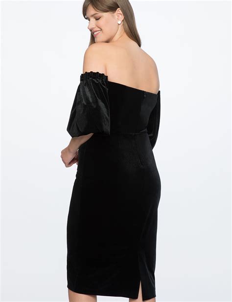 Strapless Velvet Dress With Full Sleeves Totally Black Eloquii