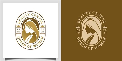 Premium Vector Golden Queen Logo Luxury Beauty Salon Logo Long Hair