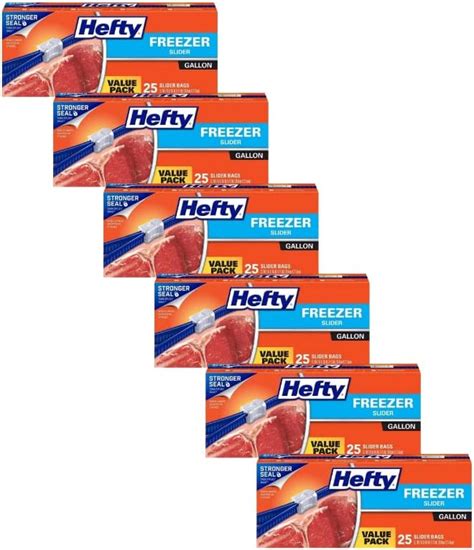 Hefty Freezer Slider Bags Gallon 25ct Pack Of 6 Health And Household