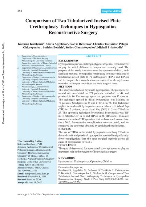 Pdf Comparison Of Two Tubularized Incised Plate Urethroplasty Techniques In Hypospadias