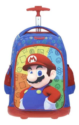 Mochila Escolar Grande Chenson Con Baston Y Ruedas Con Luz Mario Bros