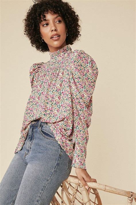 Tops Floral Puff Sleeve Blouse Oasis Puff Sleeve Blouse Puff