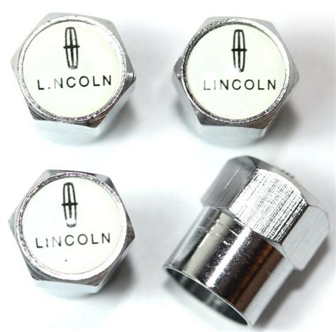 Lincoln White Tire Valve Caps Plus Free Extra Cap Tire Valve Caps