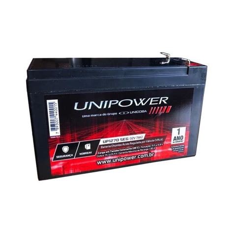 Bateria Selada Recarregável Unipower 12v 7 0ah Cftv Alarme Cerca