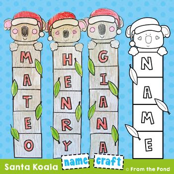 Santa Koala Name Craft for Christmas by From the Pond | TPT