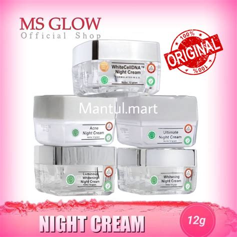 Jual NIGHT CREAM MS GLOW CREAM MALAM ACNE LUMINOUS WHITENING DNA